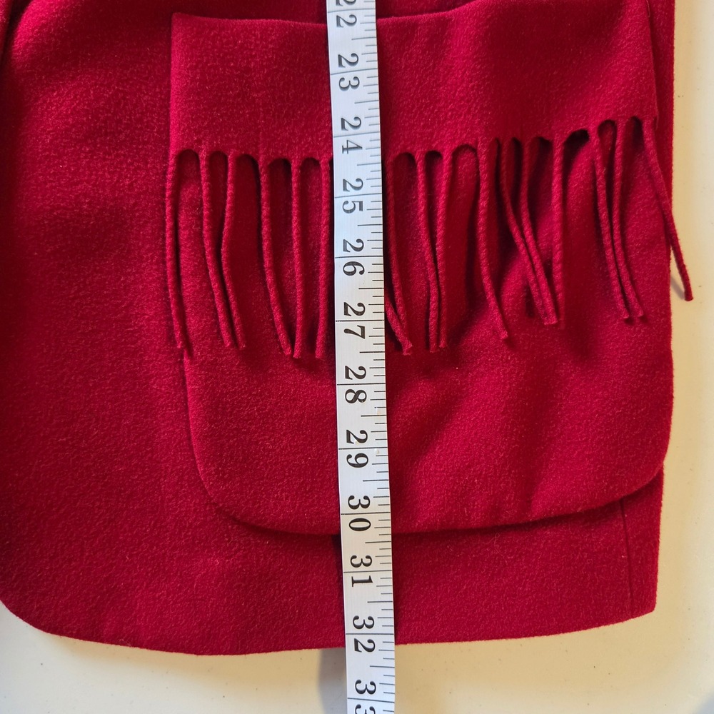 A Line Anne Klein Red 100% Wool Fringe Western Jacket Coat Made in USA XL - Picture 5 of 11
